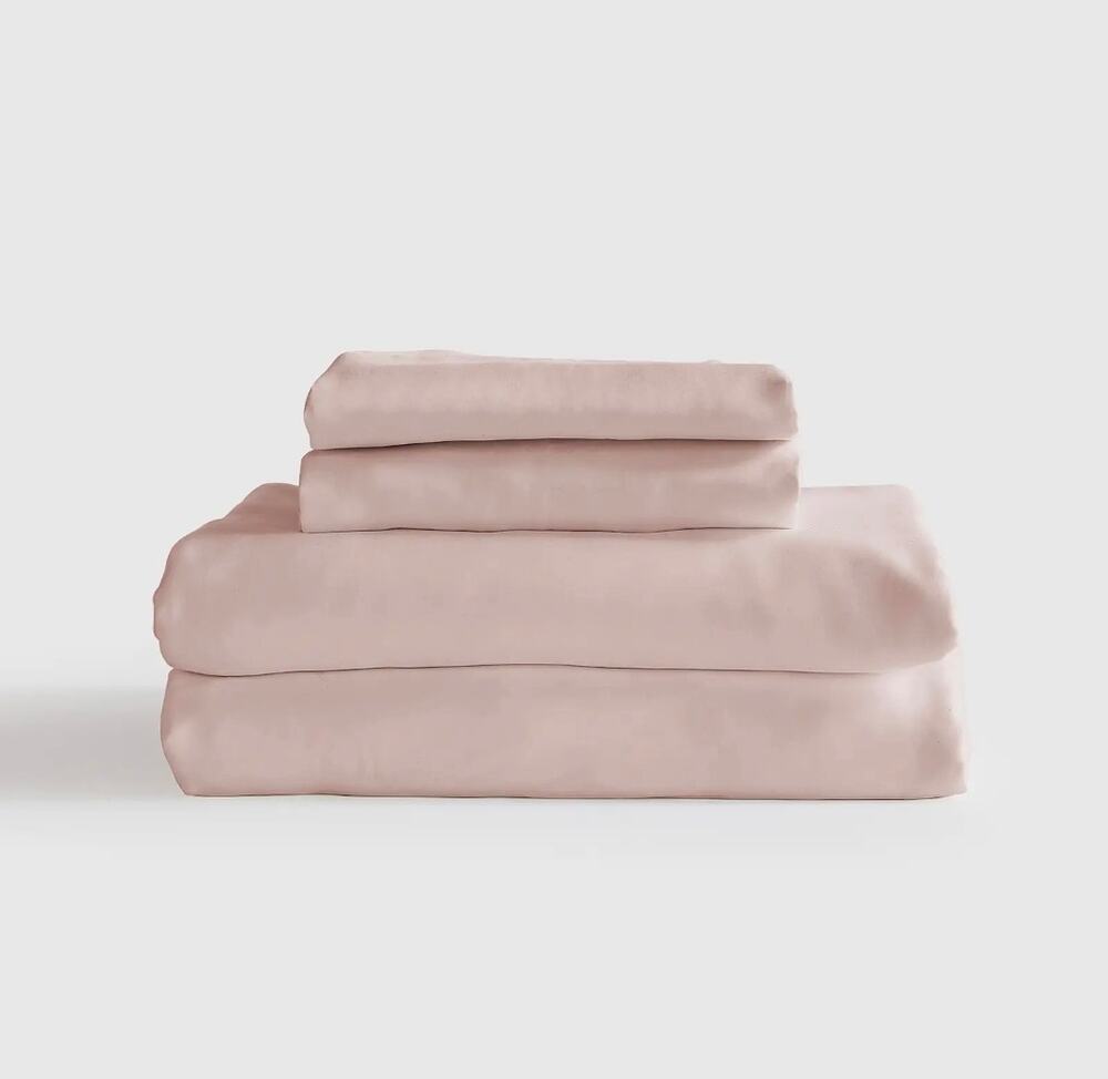 NWT Quince Organic Bamboo Visose Queen Sheet 4Pc Set Soft Blush $134 MSRP